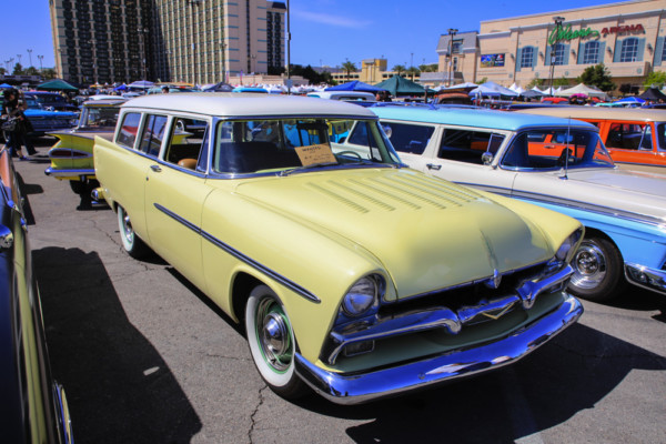 vintage station wagon at a classic car show