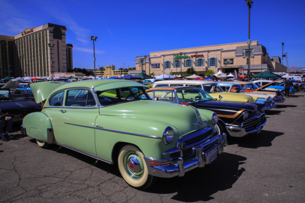 collection of classic cars at a show