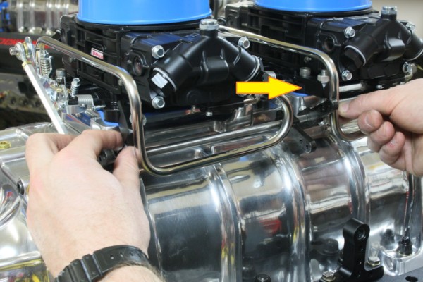 rear linkage support bracket on dual carburetor setup