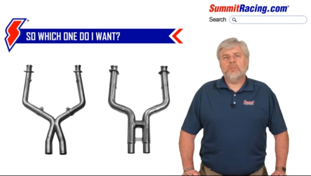 man explaining difference between x pipes and h exhaust pipe