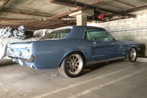 ford mustang in parking garage
