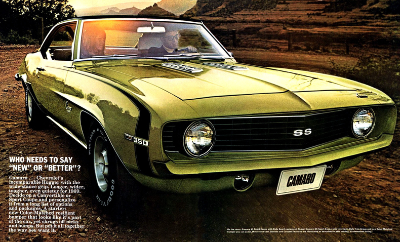 vintage chevy advertisement for the 1969 camaro ss
