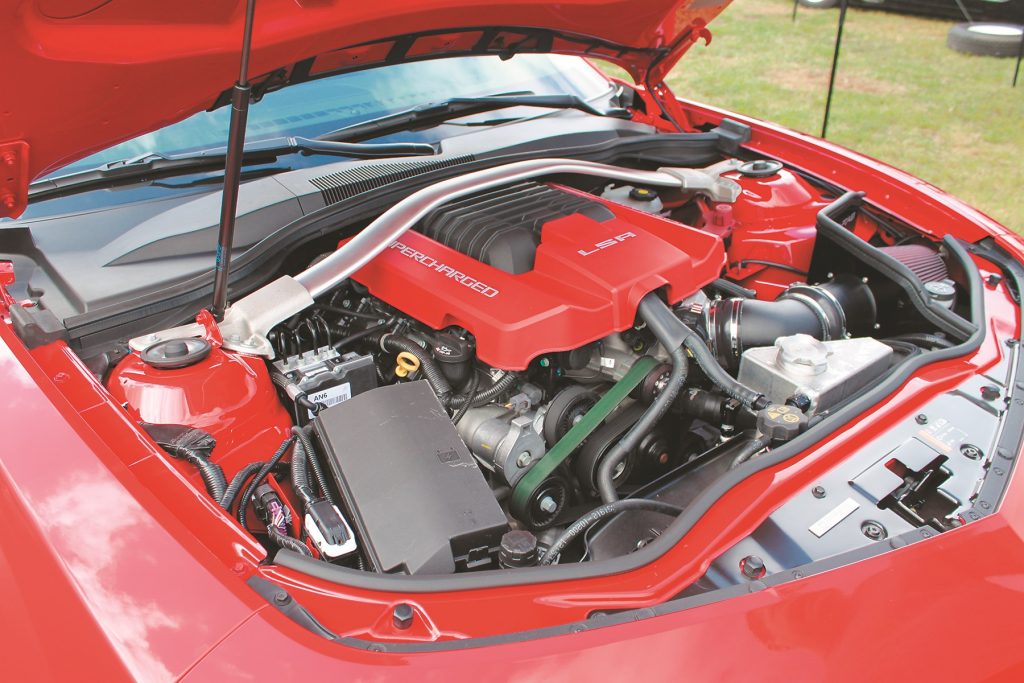 lsa superchaged ls engine in a late model camaro engine bay