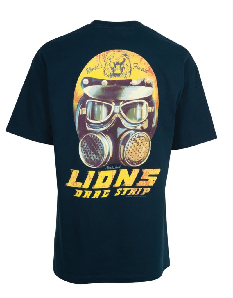 lions drag strip helmet t-shirt