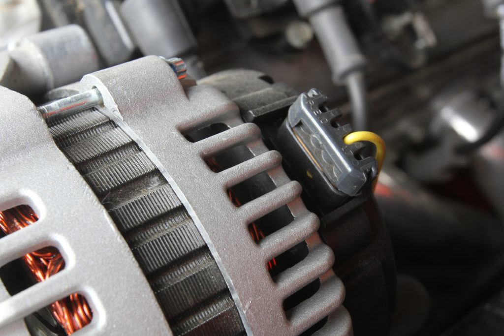 close up of alternator plug connection