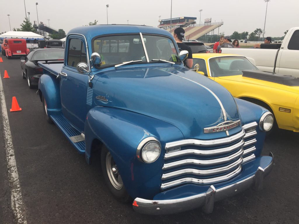 blue chevy postwar 3100 pickup truck at 2018 super summit car show