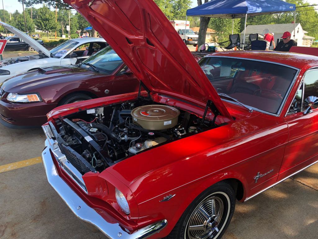 First-Gen-Mustang-with-Engine-Bay-Open