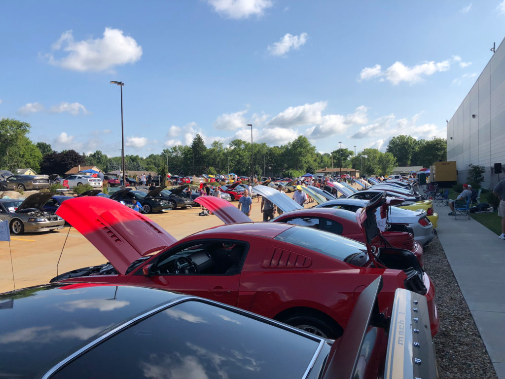 Long-Row-of-Ford-Mustangs-at-a-Car-Show