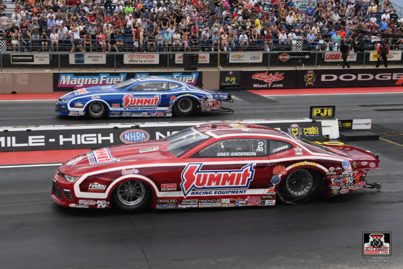 NHRA Pro Stock drivers Jason Line (top) and Greg Anderson (below) have renewed their partnership with Summit Racing Equipment.