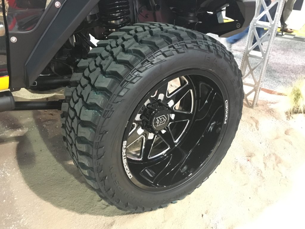 Mickey Thompson Baja Boss tire on display
