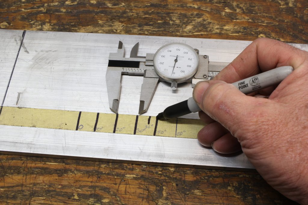making custom timing marks on masking tape with a caliper