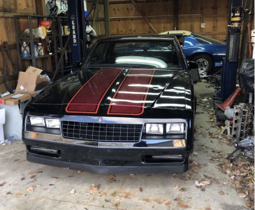 chevy monte carlo restomod in barn garage