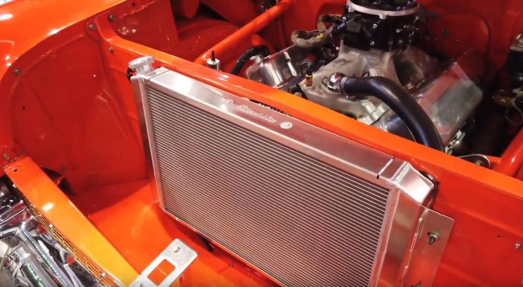 flex a lite radiator installed in a custom show car