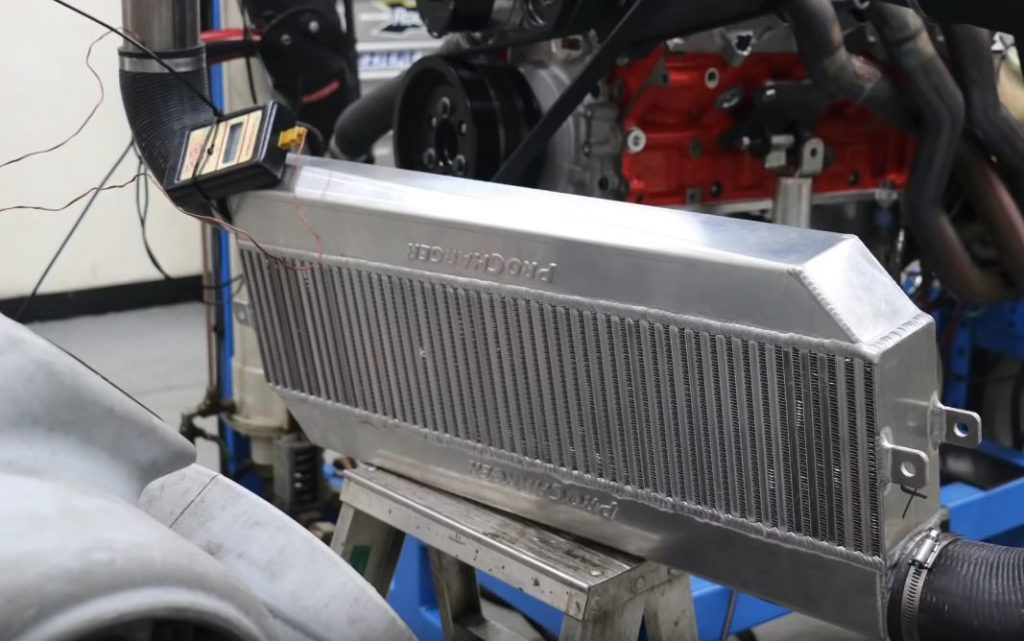 a procharger intercooler on engine dyno