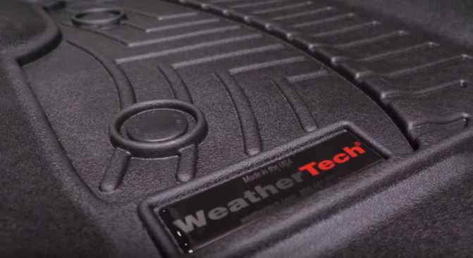 close up of a weathertech floor mat