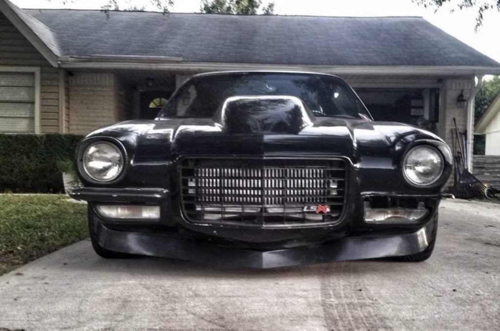 front grille of a lowered second gen split bumper camaro