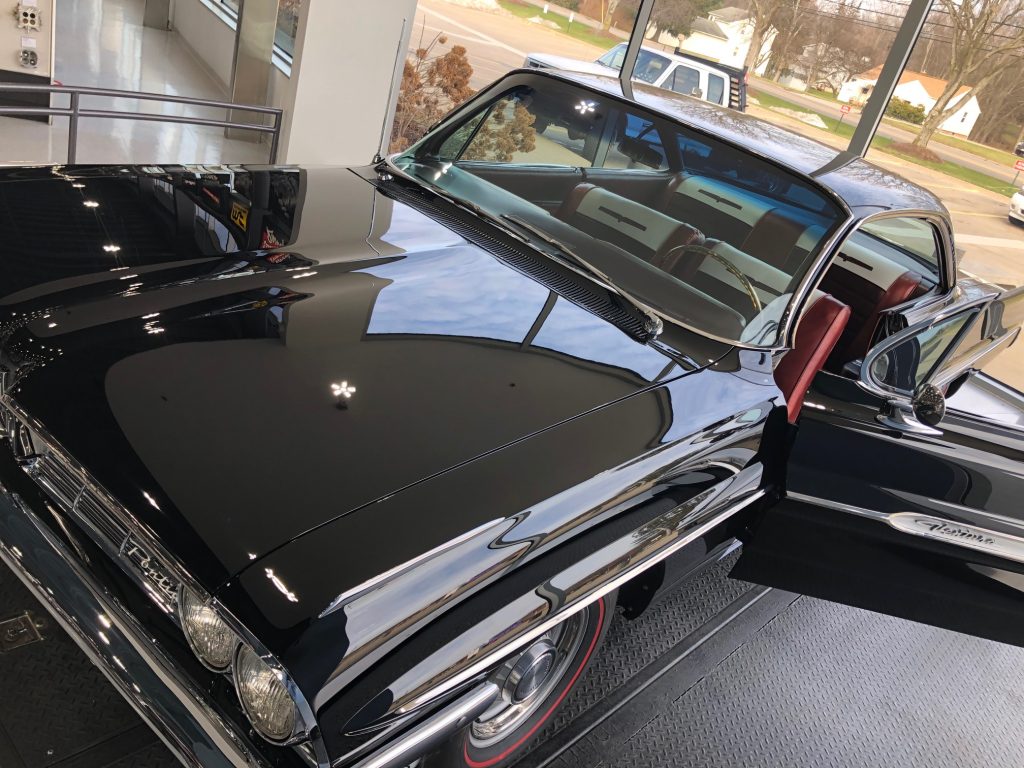 1961 pontiac ventura hood on indoor turntable