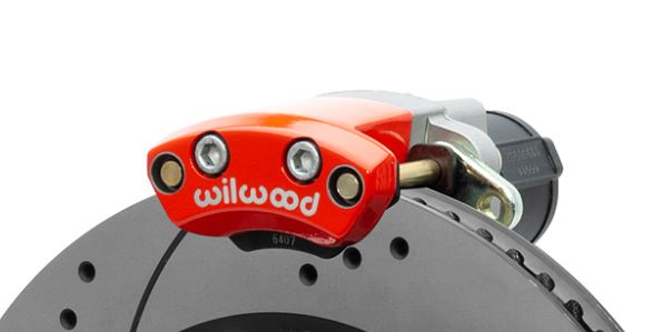 close up of wilwood electronic parking brake caliper