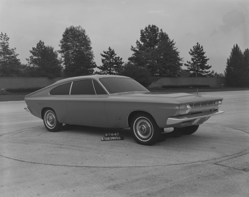 vintage photo of Lincoln mercury division ford mustang design concept vehicle, front quarter fastback