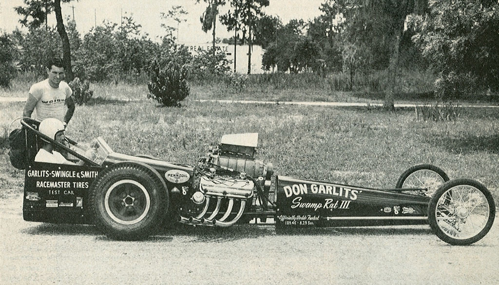 vintage photo of don garlits in his swap rat 3 front engine dragster