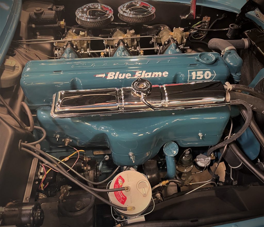 BLUE FLAME SIX ENGINE IN A 1954 CORVETTE