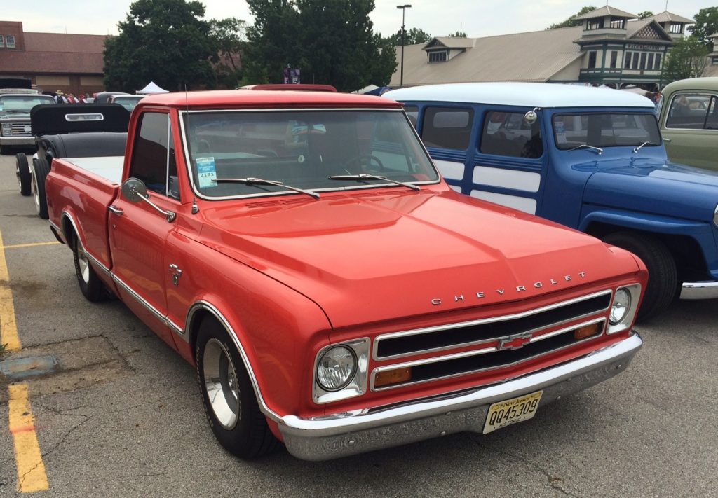 red chevy c-10 pickup truck squarebody