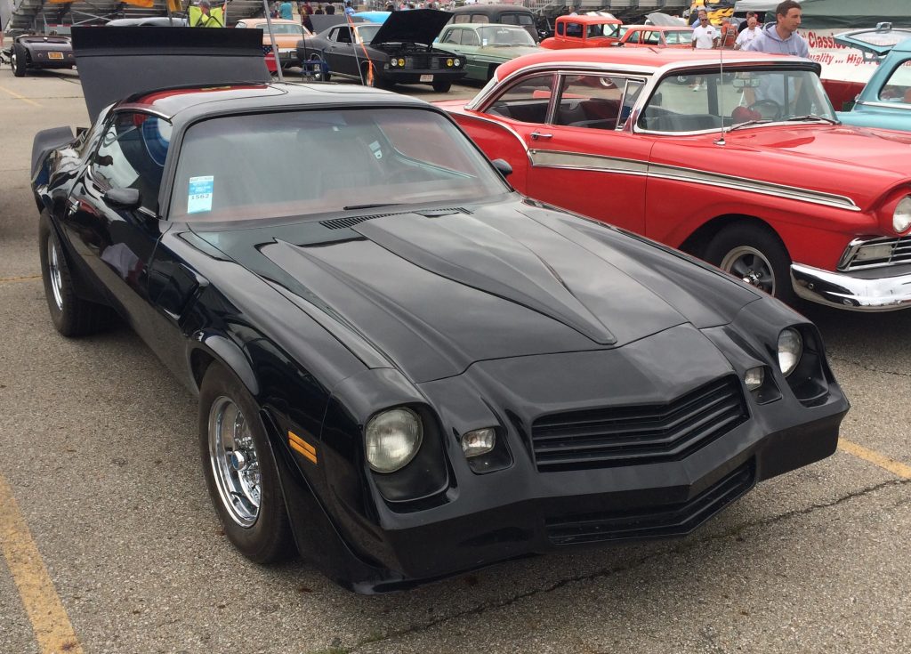 second gen black chevy camaro with t tops