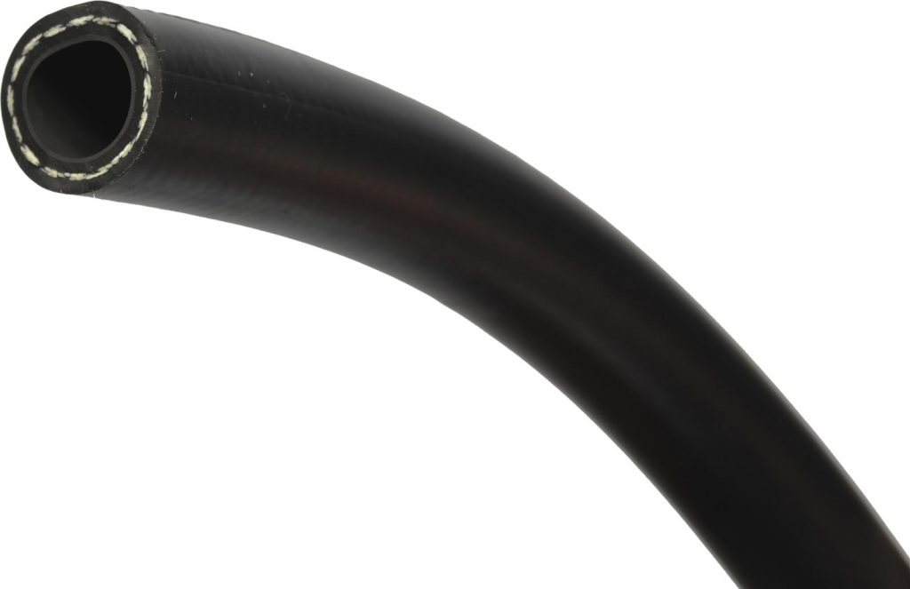 close up cutaway of rubber fuel hose