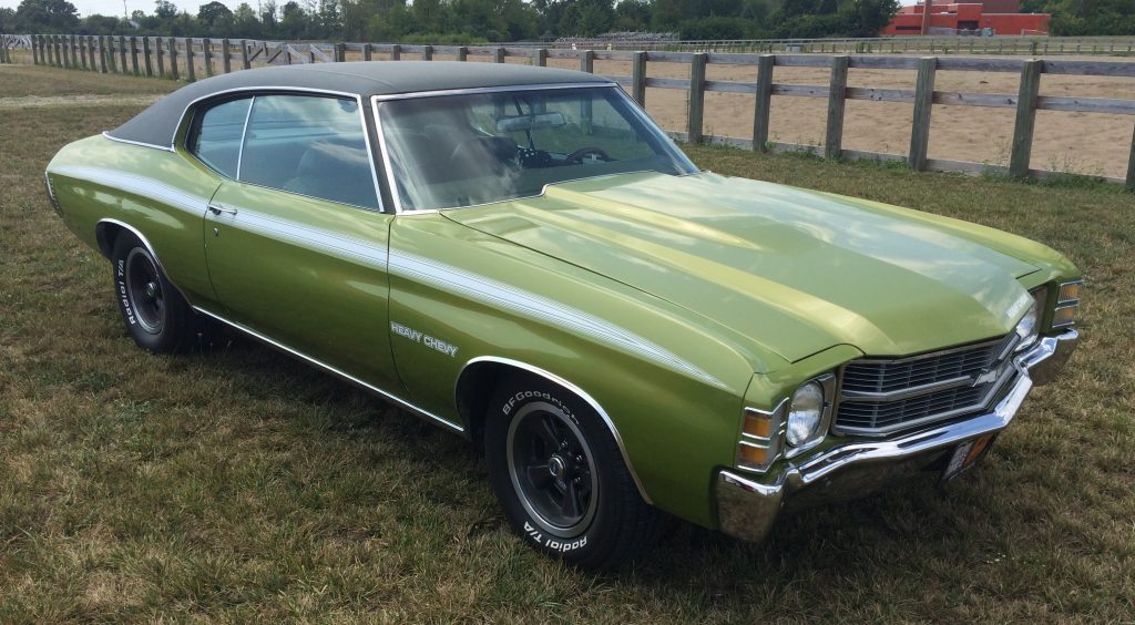 front quarter shot of a heavy chevy chevelle