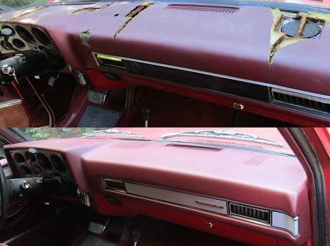 before and after shot of coverlay dash repair on a chevy blazer