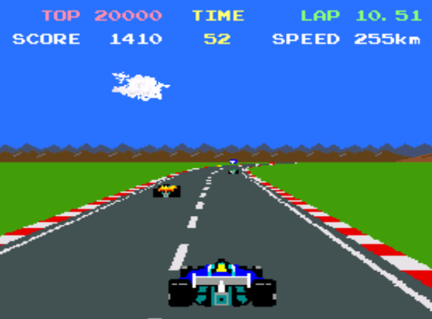 screen shot of pole position race car video game