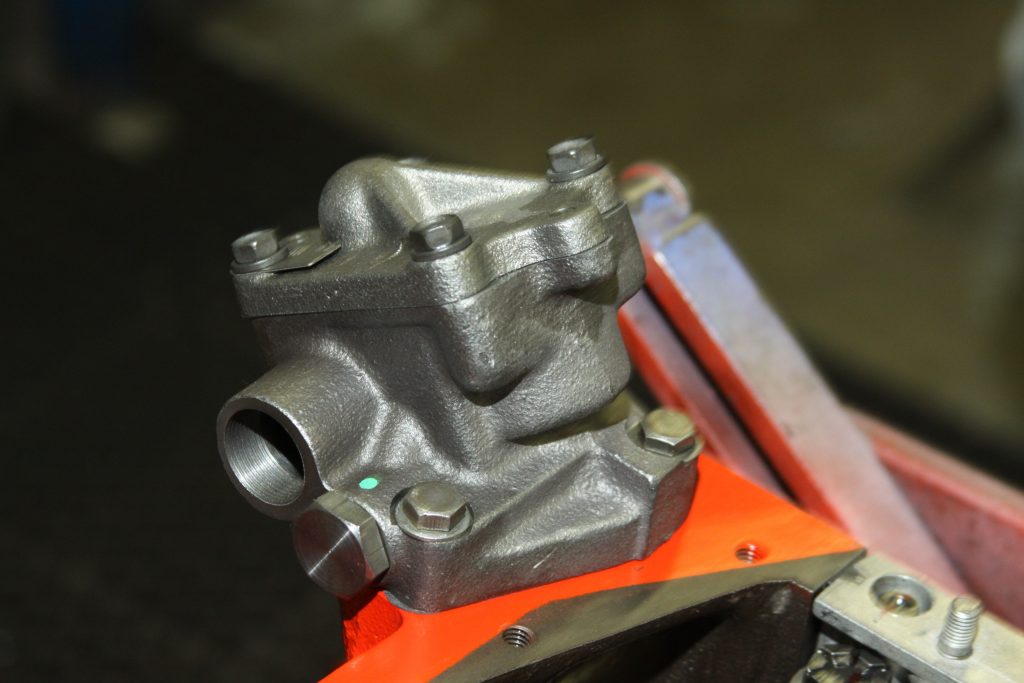 close up of the oil pump for a ford y-block v8