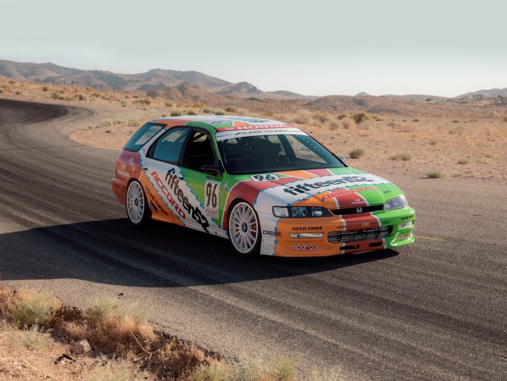 fifteen52 honda accord station wagon sema show, 2021, driving along desert track road