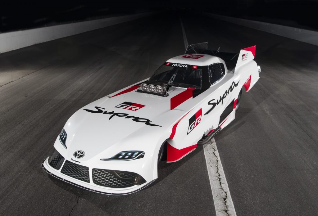 2022 toyota supra nhra funny car on track dragstrip