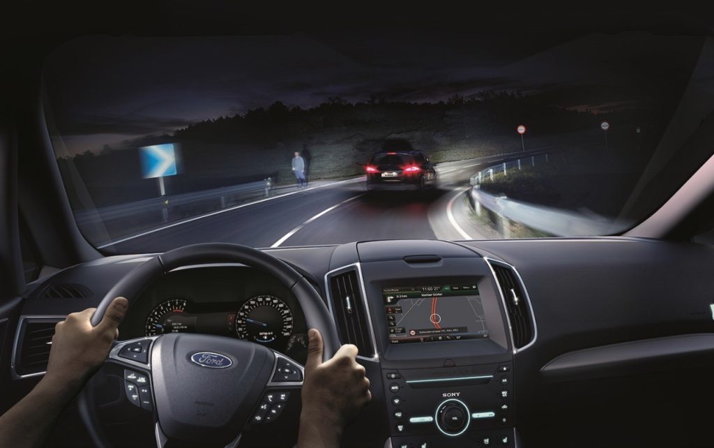 view form behind the wheel of an illustration for adaptive beam automotive headlights