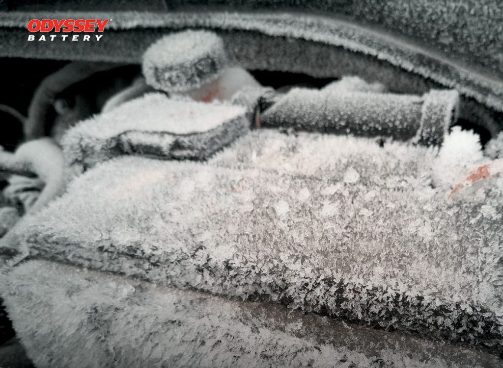 agm car battery frozen in icy winter weather