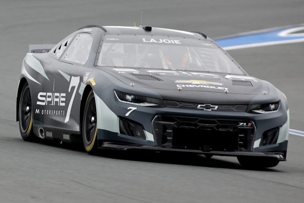 corey lajoie testing nascar next generation stock race car on track