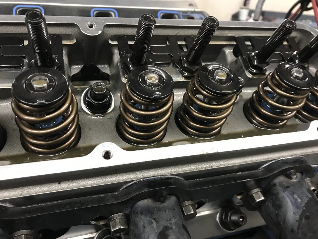 close up of valve springs on a ford windsor v8 cylinder head
