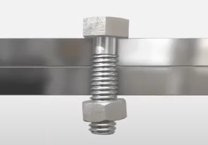 illustration of threaded fastener bolt losing nut from lateral shear