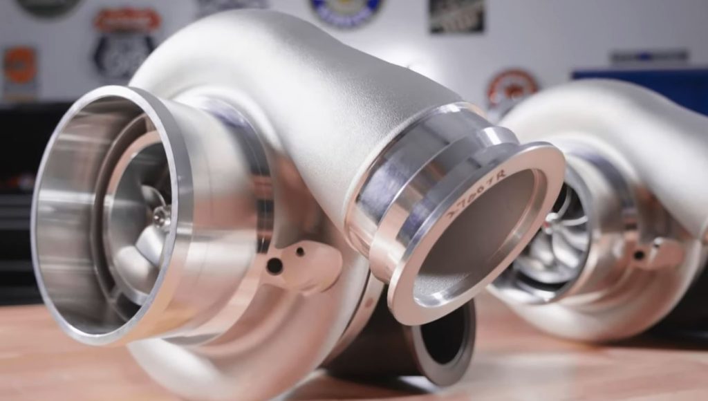 summit racing turbochargers sitting on a table top