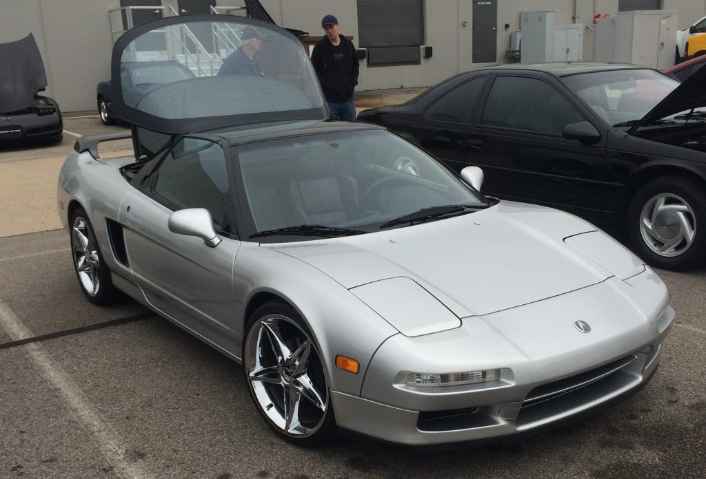 silver honda acura nsx at exotic car show