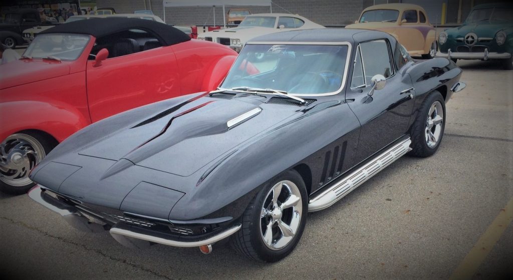 black c2 1965 corvette sting ray 396 with big block hood