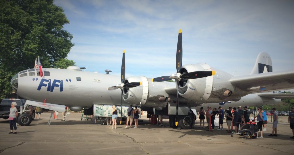 world war 2 Boeing b-29 superfortress fifi on display at vintage military aircraft show in Cincinnati ohio