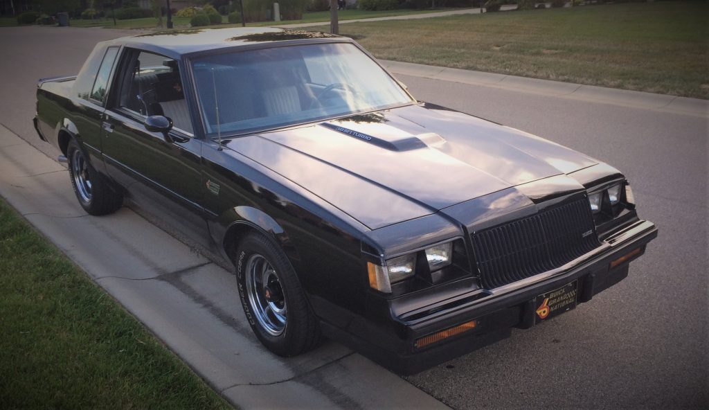 front view of a 1987 buick grand national parked on a street