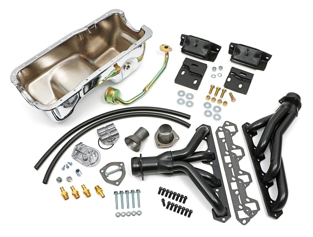 parts included in an engine swap kit from trans-dapt performance