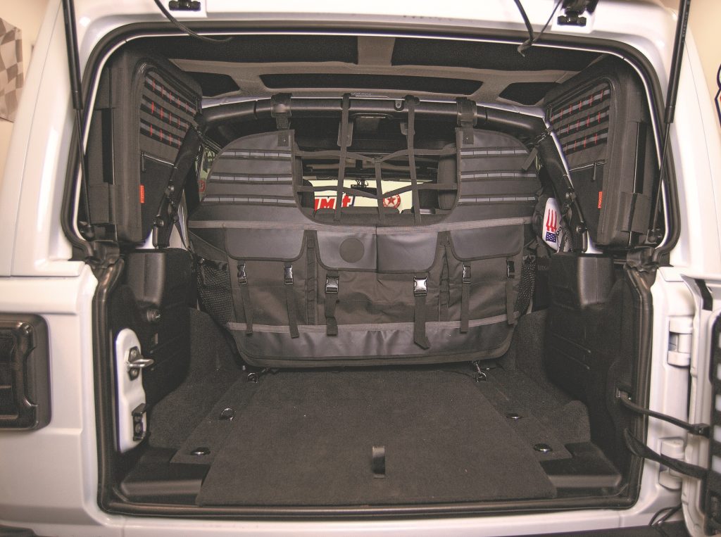 inside back hatch of a jeep wrangler jl