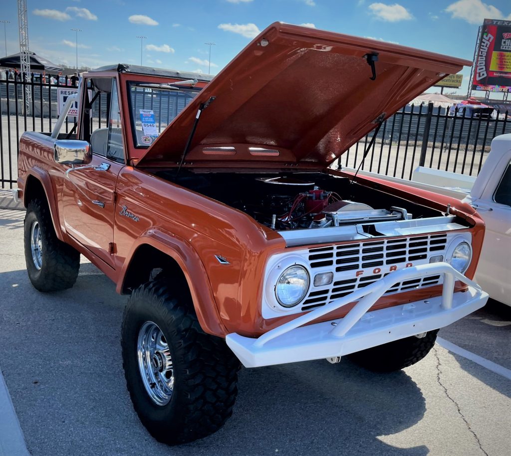 orange and white first-gen ford bronco