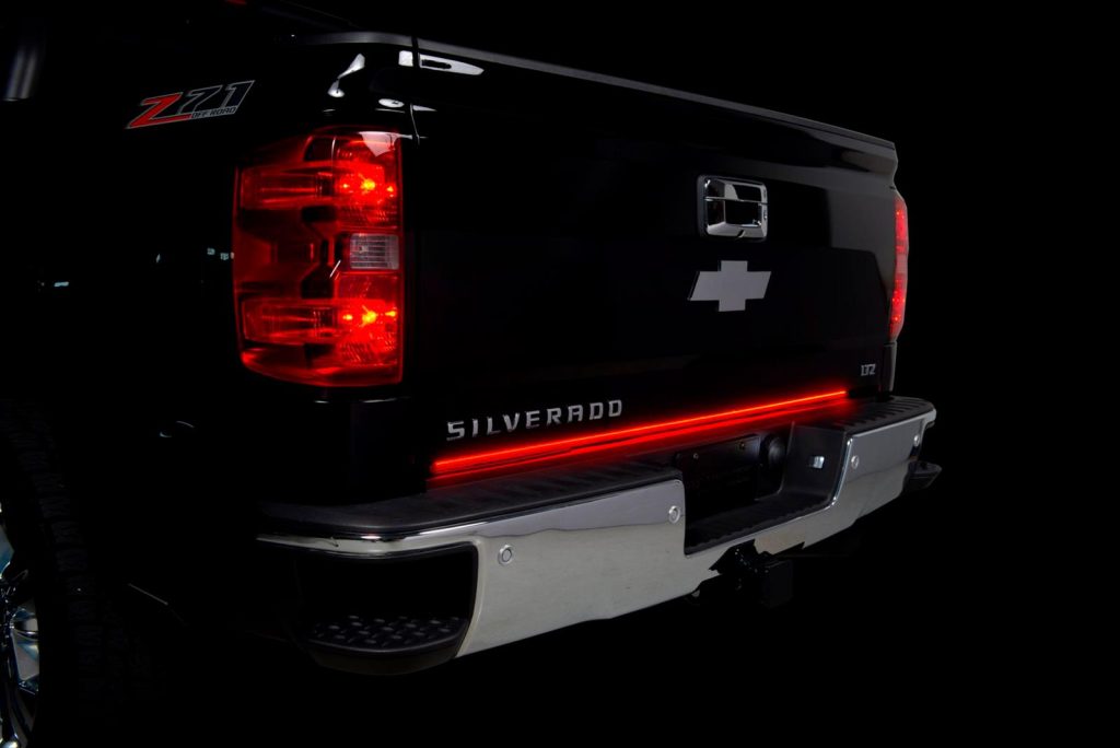 Chevy Silverado with Putco Blade LED Tailgate light bar installed