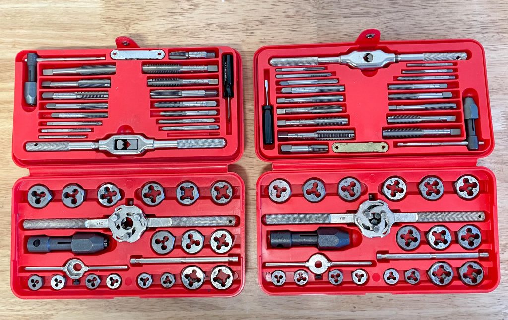 tap and die sets on a workbench