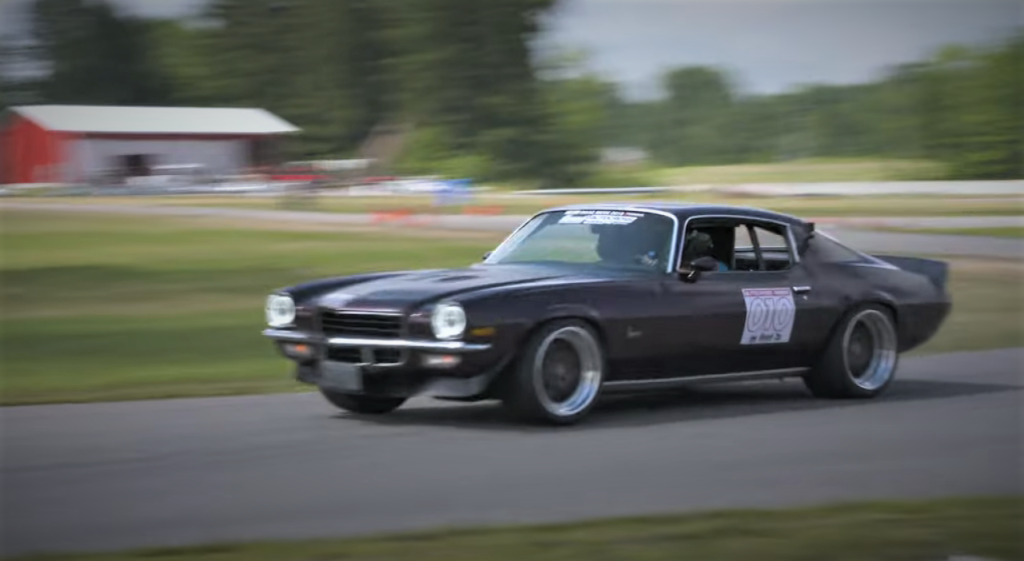 1972 chevy camaro on autocross course, side